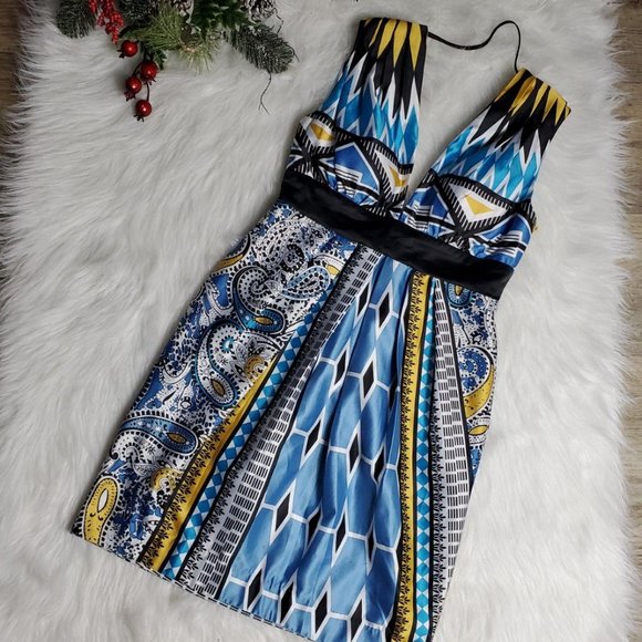 XOXO Dresses & Skirts - Xoxo Womens Blue Yellow Midi Dress